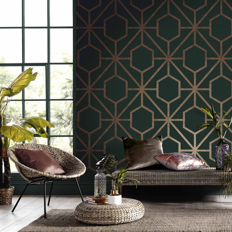 Geometric Metallic Wallpaper Double Roll