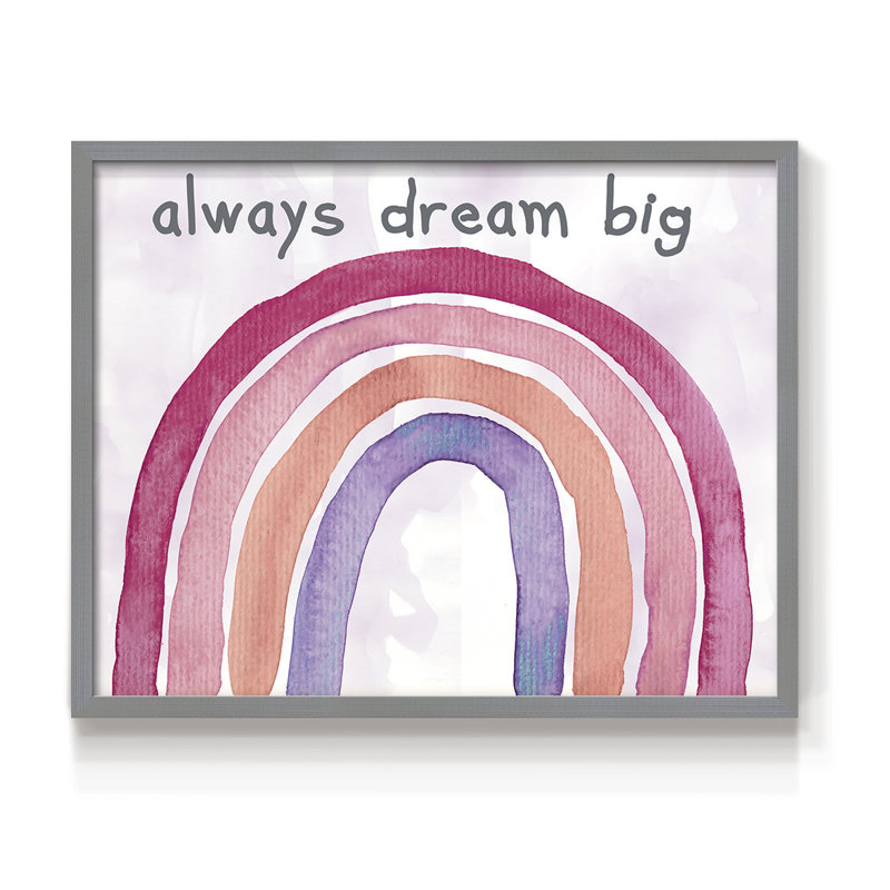 «Always Dream Big», reproduction encadrée, H 8 po x l 10 po, Gris