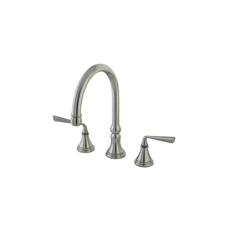 Copenhagen Double Handle Widespread Kitchen Faucet, Satin Nickel