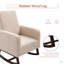 Chaise berçante d'appoint avec base en bois courbé et assise rembourrée en lin