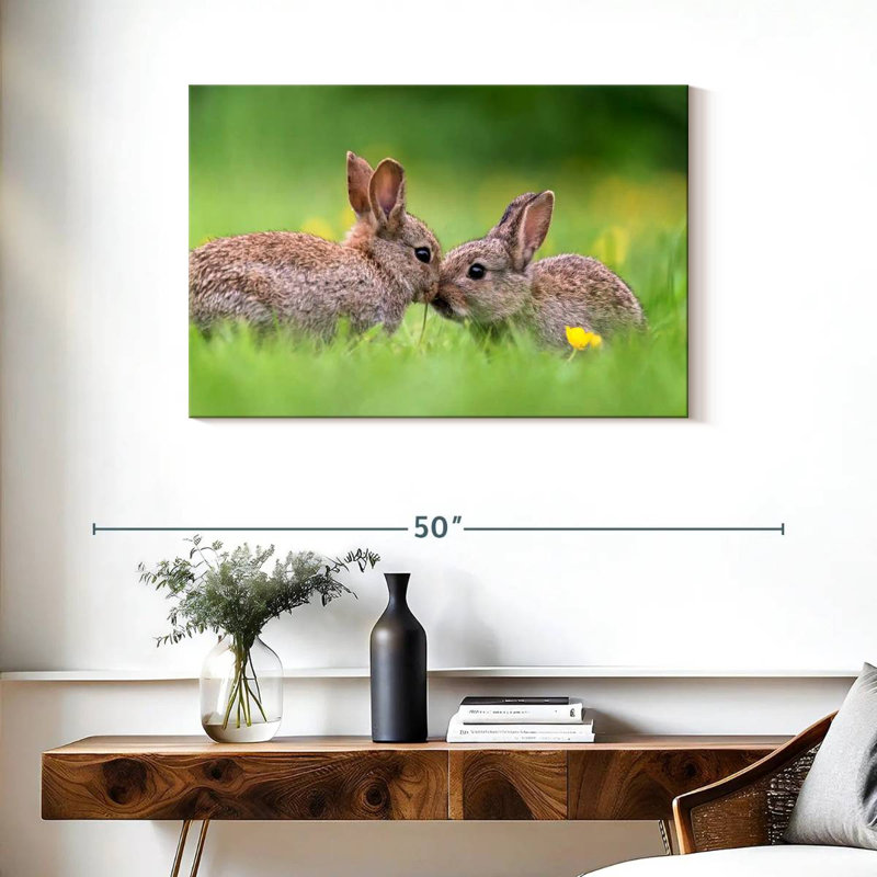 Embrasser des lapins, H 24 po x l 36 po