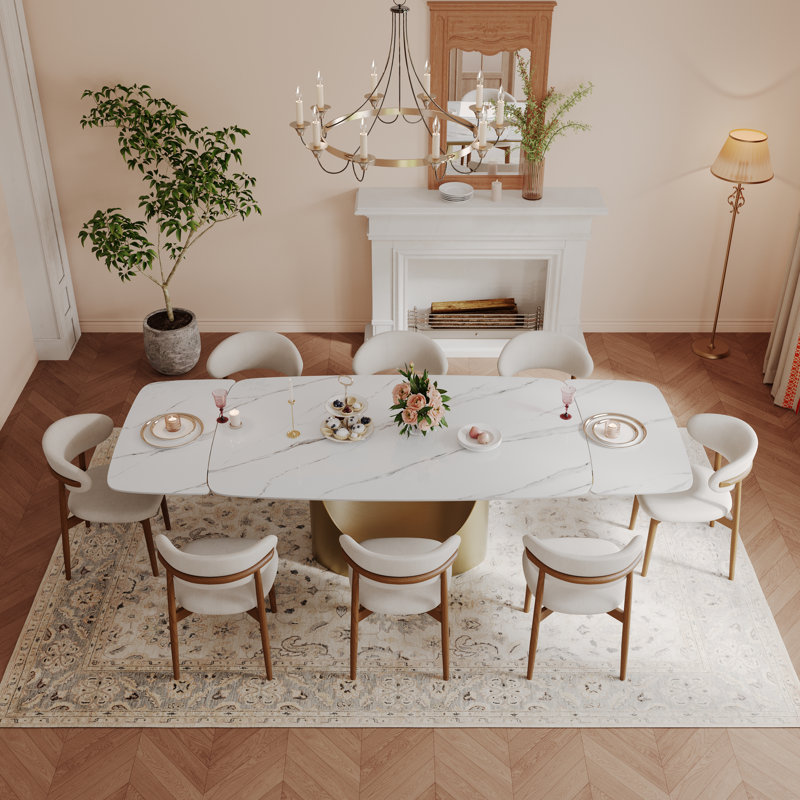63-94.5" Modern Extendable Dining Table With 8 Dining Chairs