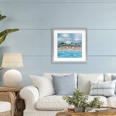 Tropical Cabana Beach Framed Print Under Glass, design by Emma Bell