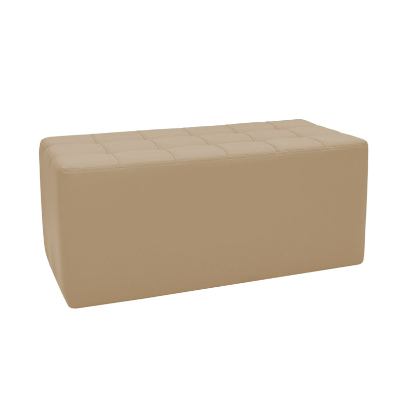 Faux Leather Ottoman, Sand Faux Leather