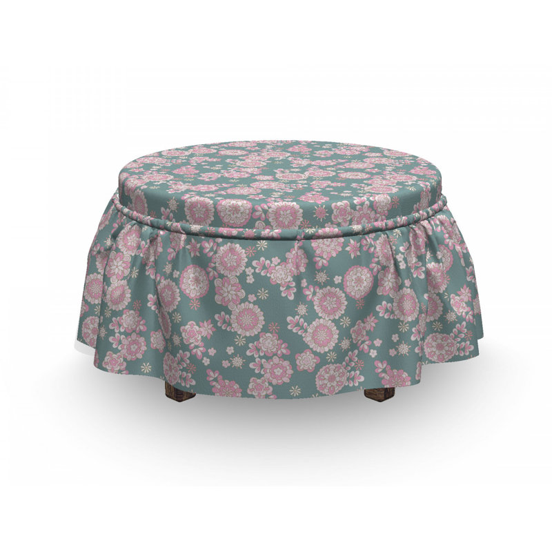 Housse pour repose-pieds de feuillage en pastels romantique