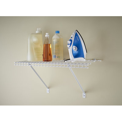 White Wire Shelf Kit 1 Tier Shelving Unit for Wardrobe or Utility Storage
