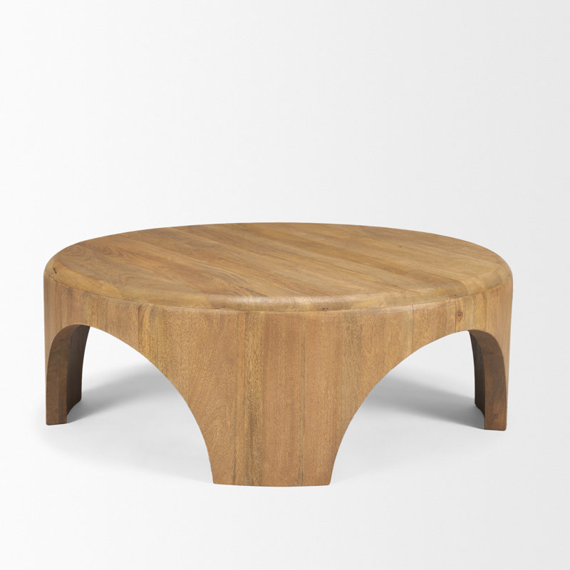Larita Round W/Arched Legs Coffee Table, Light Brown