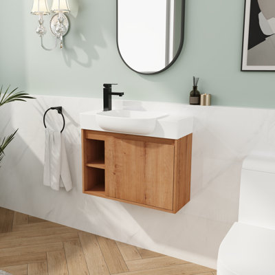26" Floating Vanity - White Ceramic Sink with Soft-Close Door