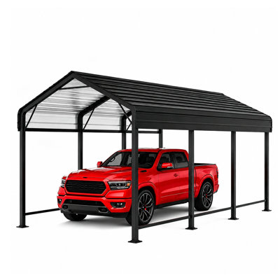 10x15 FT Metal Carport, Heavy Duty Carports Canopy with Updated Enhanced Base and Roof
