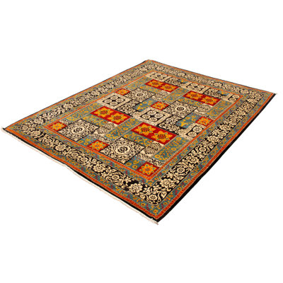 Tapis unique en laine noué à la main 8 pi 2 po x 10 pi 3 po New Age Lahore Finest Turquoise Declyan