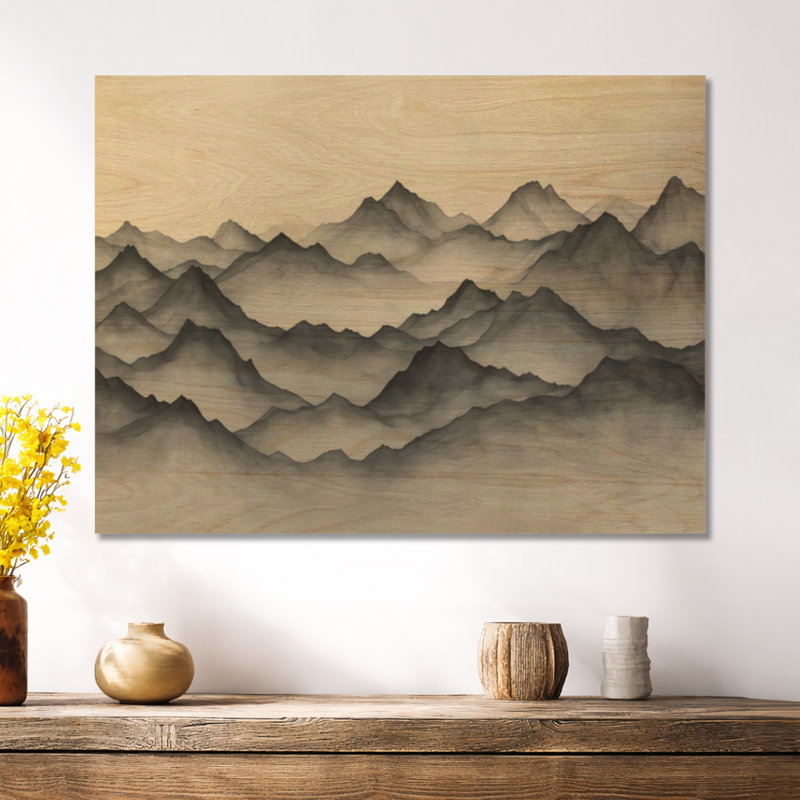 «Gray Canyon Mountain II», impression d'art mural en bois du sud-ouest, H 30 po x l 40 po, Rectangulaire