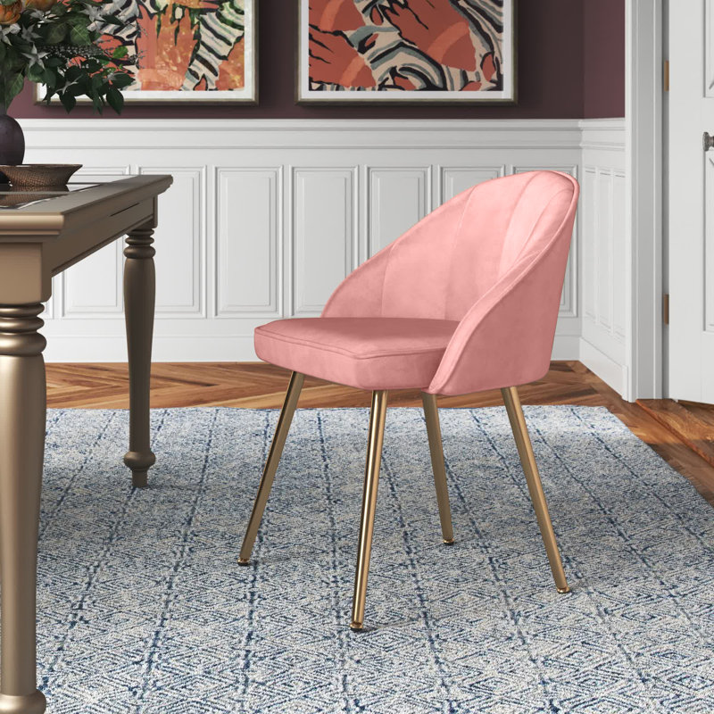 Chaise d'appoint rembourrée en velours Cohen, Rose