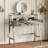 33.9" Mirrored Makeup Vanity Desk With Mirror And Lights, Mirrored Console Vanity Table With 2 Big Drawers & Open Shelf, Dressing Table With Charging Station For Bedroom