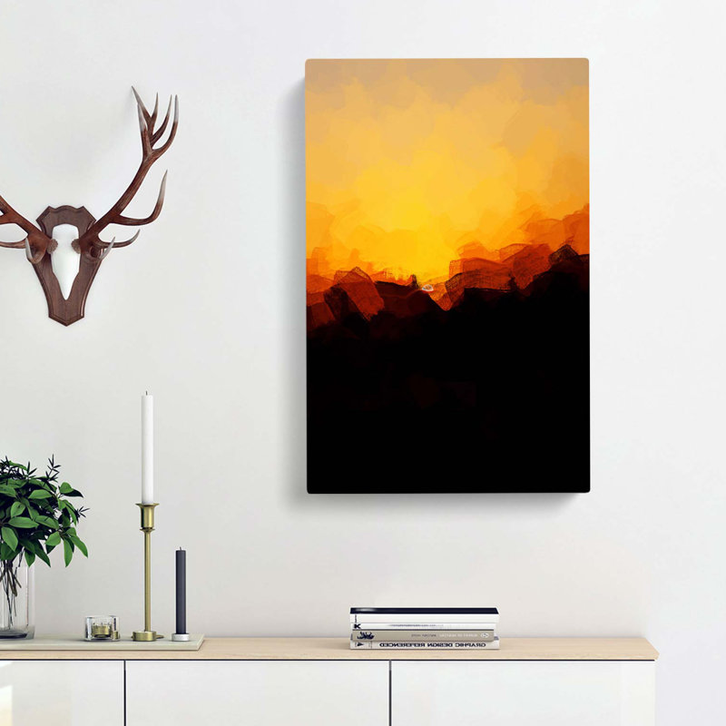 Indian Sunrise In Abstract - Wrapped Canvas Painting, 50cm H x 35cm W x 3cm D