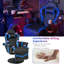 Ivy Bronx Adjustable Reclining Ergonomic Faux Leather Swiveling Rocker Game Chair with Footrest in Black-1308760226