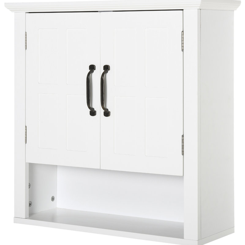 Armoire de salle de bain, 3 tablettes murales avec tablette réglable, blanc - Rangez les articles au-dessus de la toilette et 2 portes pour améliorer votre solution de rangement