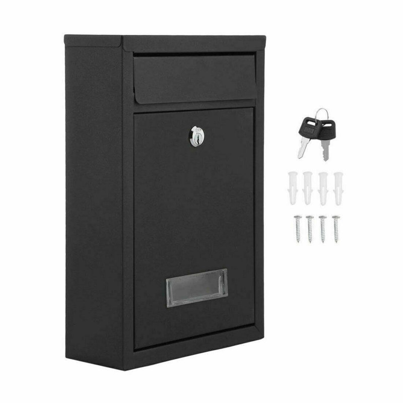 Baglieri Locking Wall Mounted Letter Box Black Large Letter Box Post Mail Box Lockable With Keys