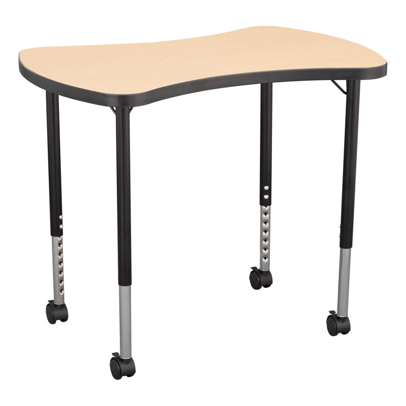 Structure Series Bow Tie 35" x 23" Adjustable Height Novelty Activity Table with Casters, Érable, Noir / Noir