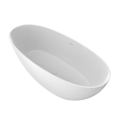 Baignoire de trempage autoportante ovale de 71 pouces à surface solide blanc mat