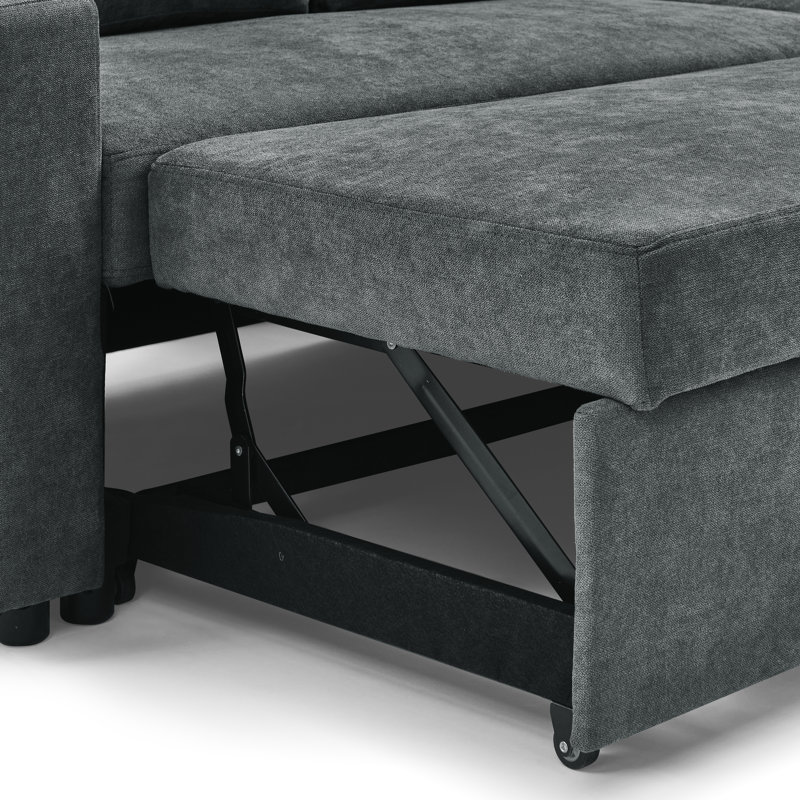 Arnel 80.5" Wide Microfiber/Microsuede Right Hand Facing Sleeper Sofa & Chaise