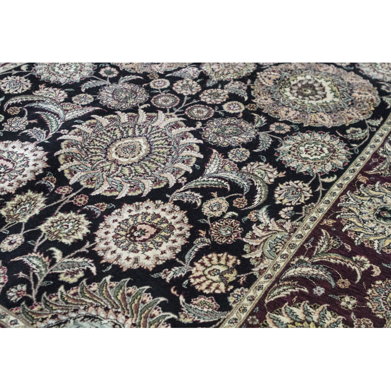 Tapis ivoire, rouge et bleu noué à la main de haute qualité