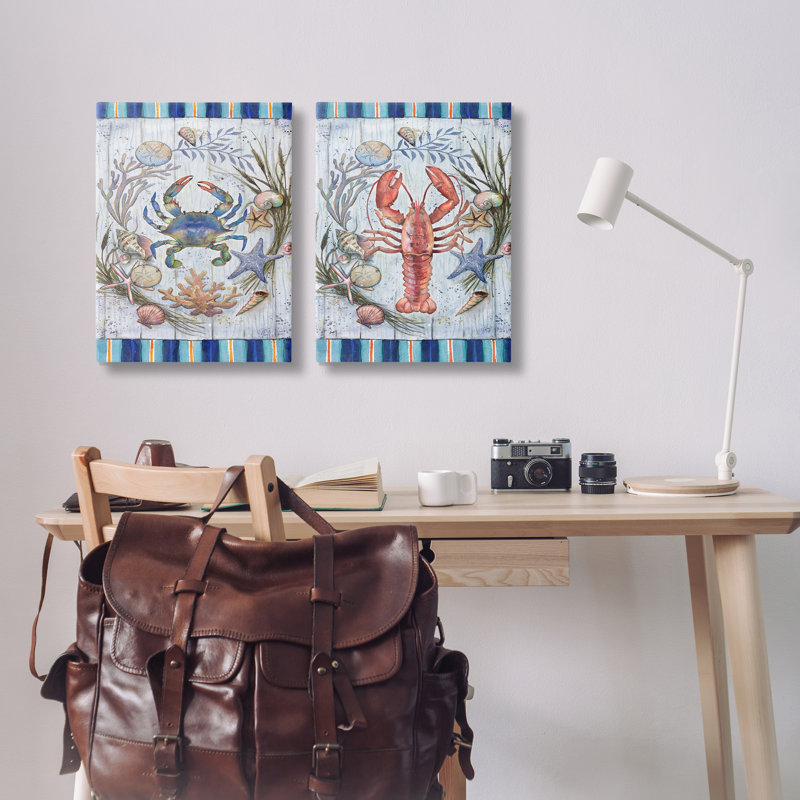 Ensemble d'art mural sur toile 2 pièces "Coastal Sea Life" par Geoff Allen, H 48 po x l 32 po