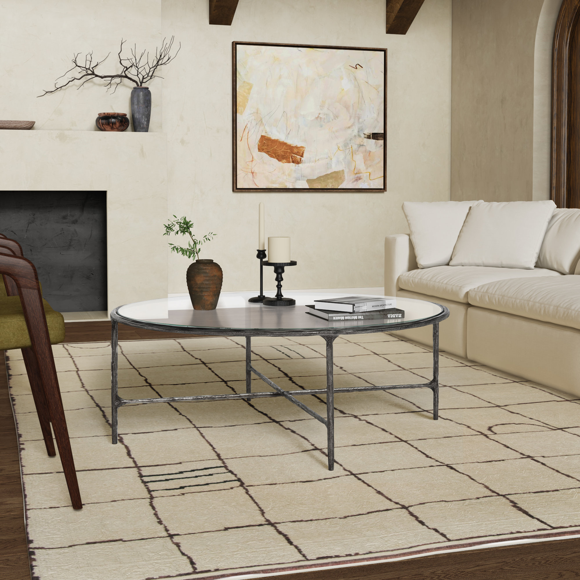 Evelynn Coffee Table, Silver, Clear