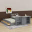 Lit plateforme simple en bois multifonctionnel avec bureau et tablette de rangement au bout du lit, lit gigogne intégré et 3 tiroirs-526349827