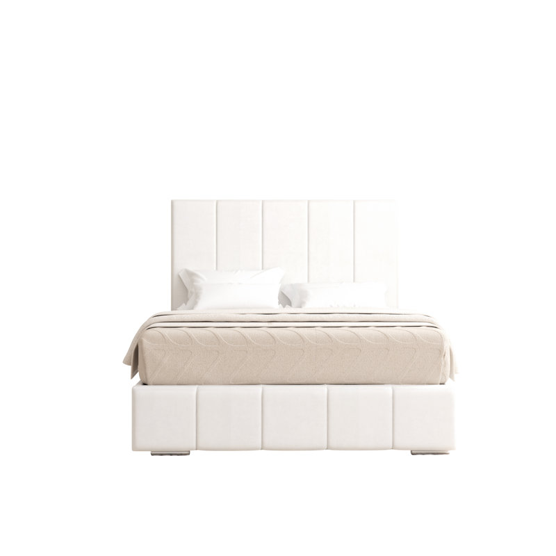 Edelmann Upholstered Bed, Double (4'6), White