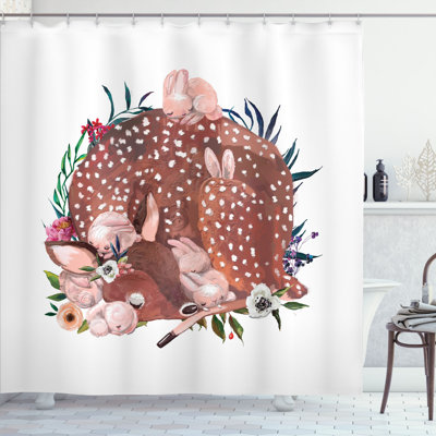 Ophelia  Co Deer Shower Curtain Deer with Hares in
