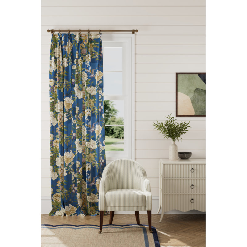 Emperor Peony Fabric, Herbal Blue/Amber