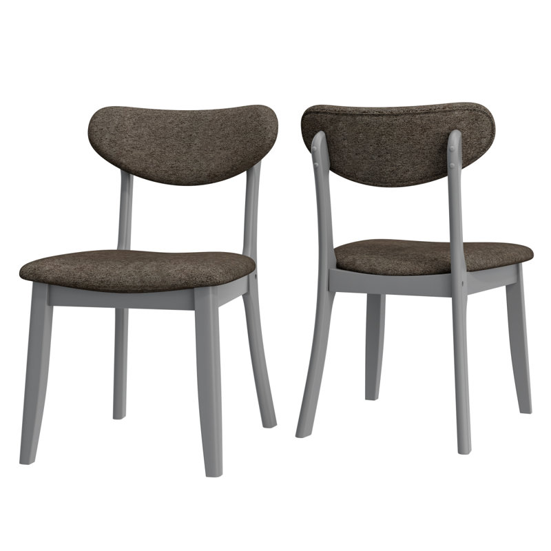 Chaise de salle à manger Dumfries grise avec pieds en bois massif gris (ensemble de 2)