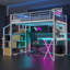 Lit mezzanine en métal avec poste de travail intégré