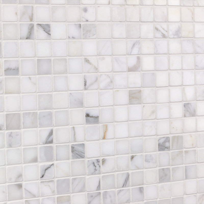 Calacatta 0.75" x 0.75" Marble Grid Mosaic Wall & Floor Tile