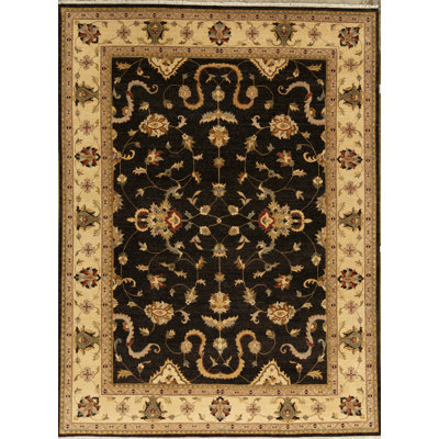 Hand-Knotted High-Quality Black and Cream Area Rug