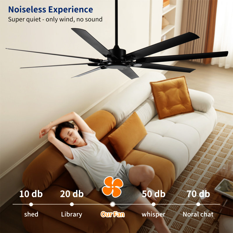 75 Inch Industrial DC Motor Ceiling Fan No Light
