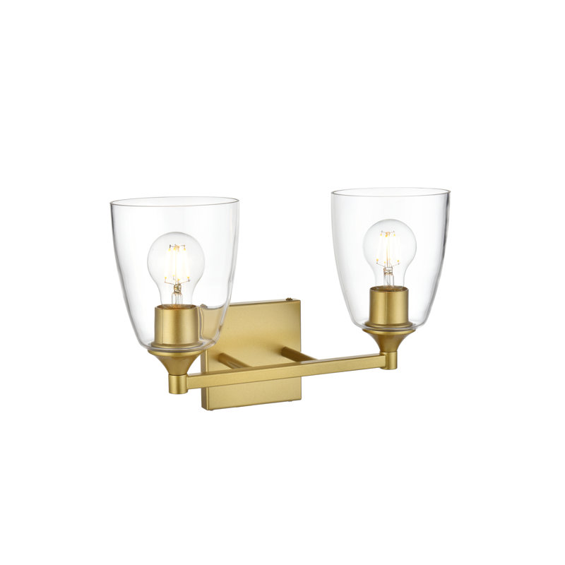 Éclairage pour meuble-lavabo à intensité variable Bahraoui, Laiton, H 10 po x l 15 po x P 15 po, Deux lumières