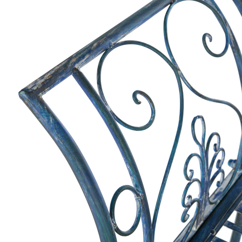 Banc de jardin en métal Geddes, Bleu antique