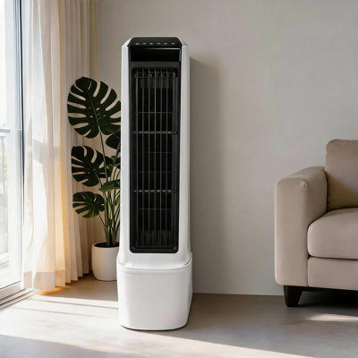 Ventilateur de climatiseur portatif, refroidisseur d'air par évaporation avec télécommande, 3 vitesses de ventilateur, réservoir d'eau de 1 600 ml, minuterie de 2/4/8 heures, débit d'air réglable, pour bureau de chambre à coucher