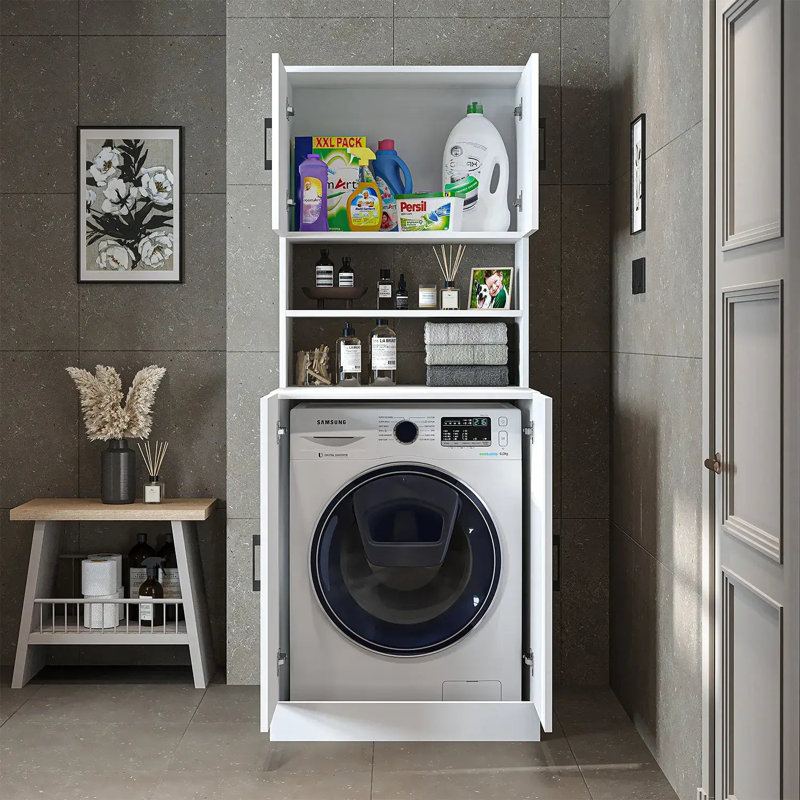 Atria Washing Machine Cabinet with Double Doors,, White