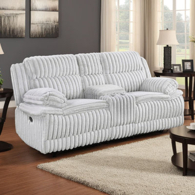 Melita 85" Modern & Contemporary Manual Double Reclining Loveseat - Corduroy Manual Double Reclining Loveseat with Dual Manual Tab Pull Reclining and Integrated Center Console