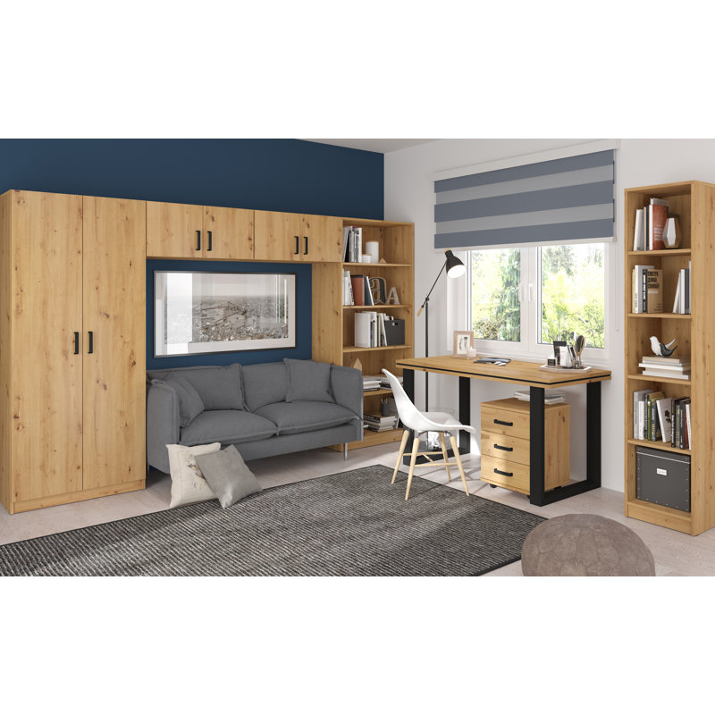 Genan 190.1cm H Standard Bookcase, Artisan Oak, 190.1cm H x 79.9cm W x 42cm D
