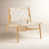 White Genuine Leather/Natural Teak