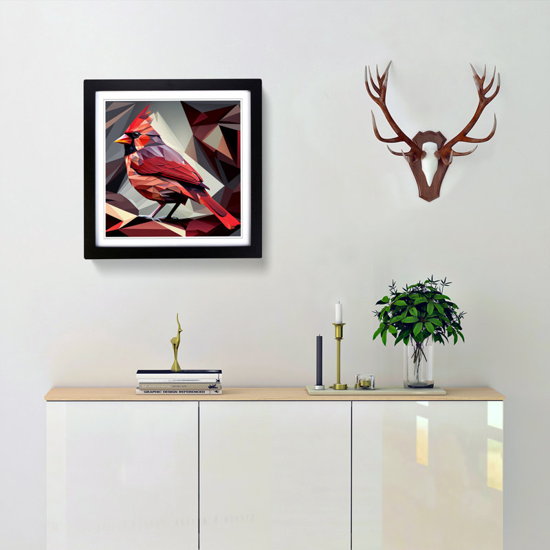 Cardinal Bird Cubism - Framed Print