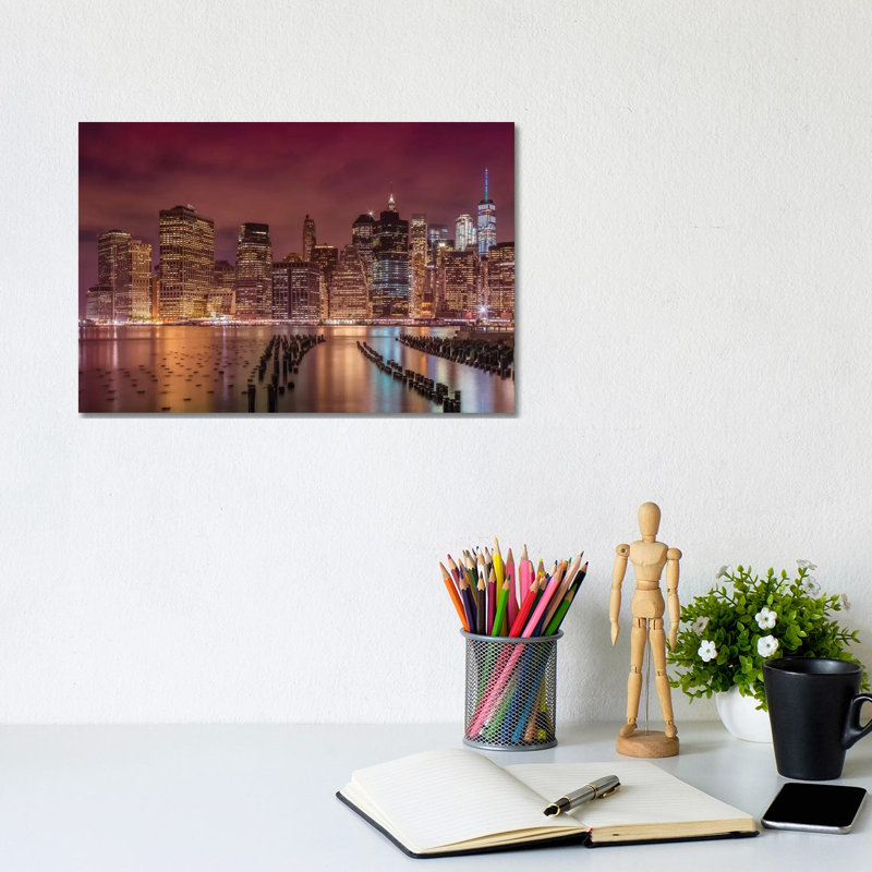 New York City Nightly Impressions by Melanie Viola - Wrapped Canvas Print, 101.6 cm H x 66.04 cm W x 1.91 cm D