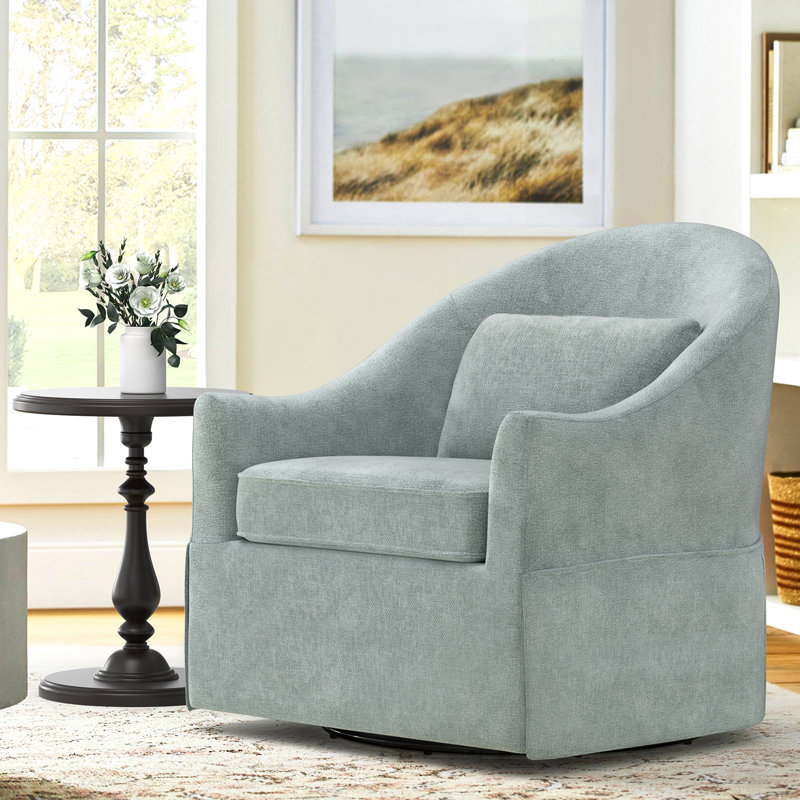 Fauteuil d'appoint demi-tonneau pivotant 30,3 po Martha, Fumée bleu-vert