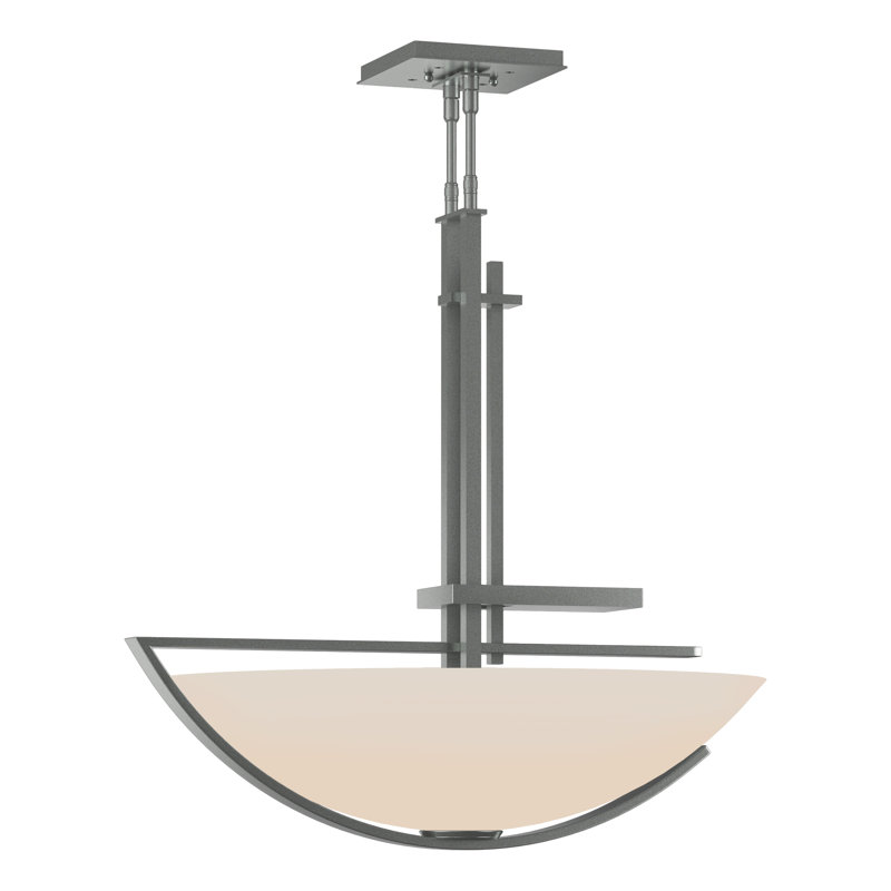 Ondrian 3 - Light Unique/Statement Bowl Pendant, Opal, Vintage Platinum