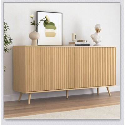 Versatile Sideboard Buffet Cabinet with Storage, Long Credenza Console with 4 Doors and Adjustable Shelves for Living Room, Kitchen, and Dining Room