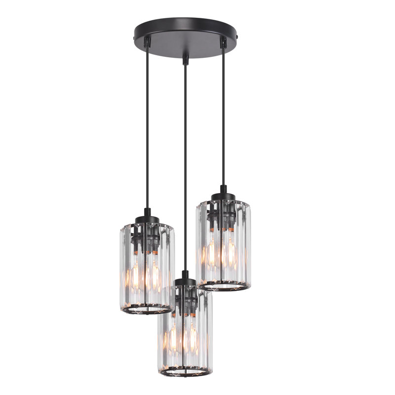 3 - Light Matte Black Cylinder Pendant
