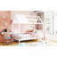 Lit simple en bois avec clôture, blanc-1076299757
